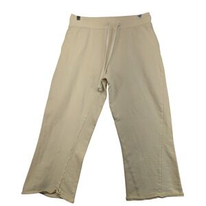 Easy Standard Beige Sweatpants Lounge Pants Wide Leg Drawstring Size L